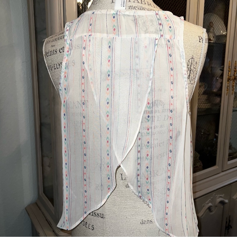 Boho style White Sleeveless Top with Colorful Stripes Forever21 large - Picture 2 of 8